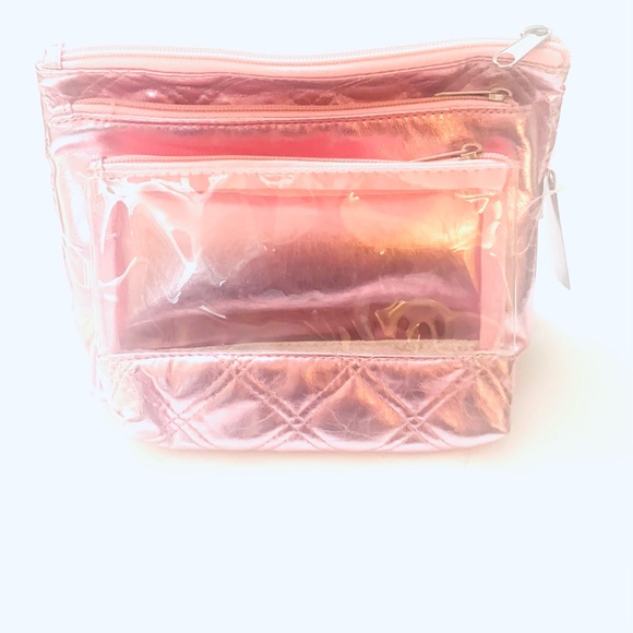 WALGREENS Iridescent Pink Toiletries Bag Makeup Bag Set - 3 Pack - Picture 1 of 4